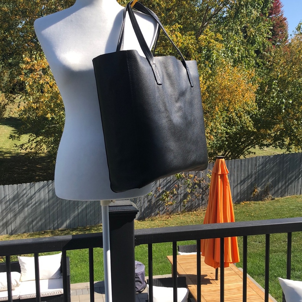 J. Crew leather black shopper/tote
